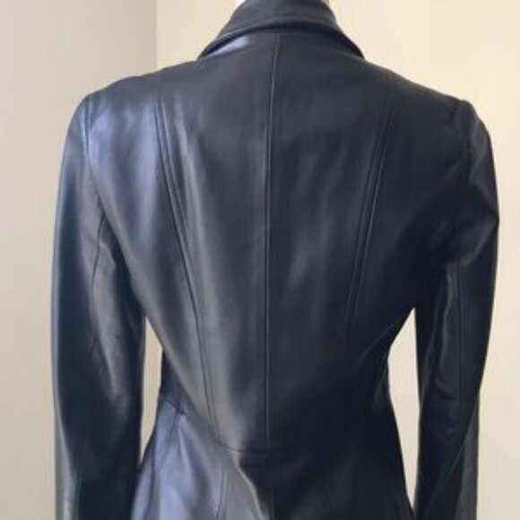Vintage Searle Collection black leather blazer size 4 - Picture 5 of 8